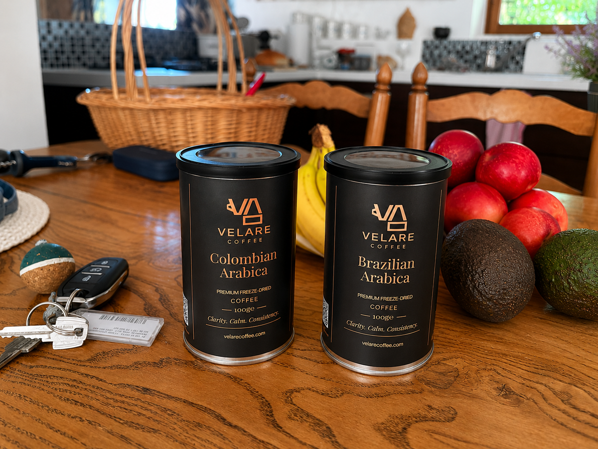 Velare Mixed Duo with Colombian and Brazilian coffee in two 100g tins